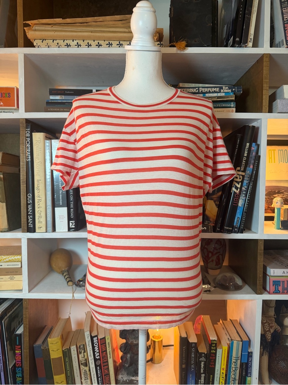 Striped Red and White Short-Sleeve Women's Tee